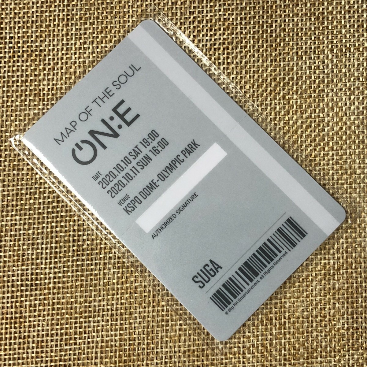 BTS SUGA [Map of the Soul ON:E] Official Ticket Card