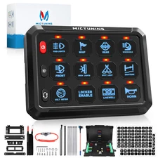 12 Gang Switch Panel Blue LED Auxiliary Touch Switch Toggle Power Pulsed Switch
