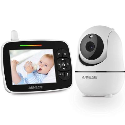 ANMEATE Baby Monitor with Remote Pan-Tilt-Zoom Camera,Large Display Video Bab...