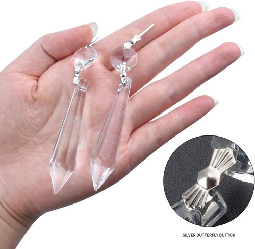 20 Pcs Clear Crystal Chandelier Icicle Prisms Replacement Parts for Lamp Decore - Picture 5 of 18