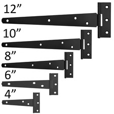 GALVANISED ZINC/BLACK TEE HINGE PAIR Small-Large Shed Cupboard Gate Stable Door