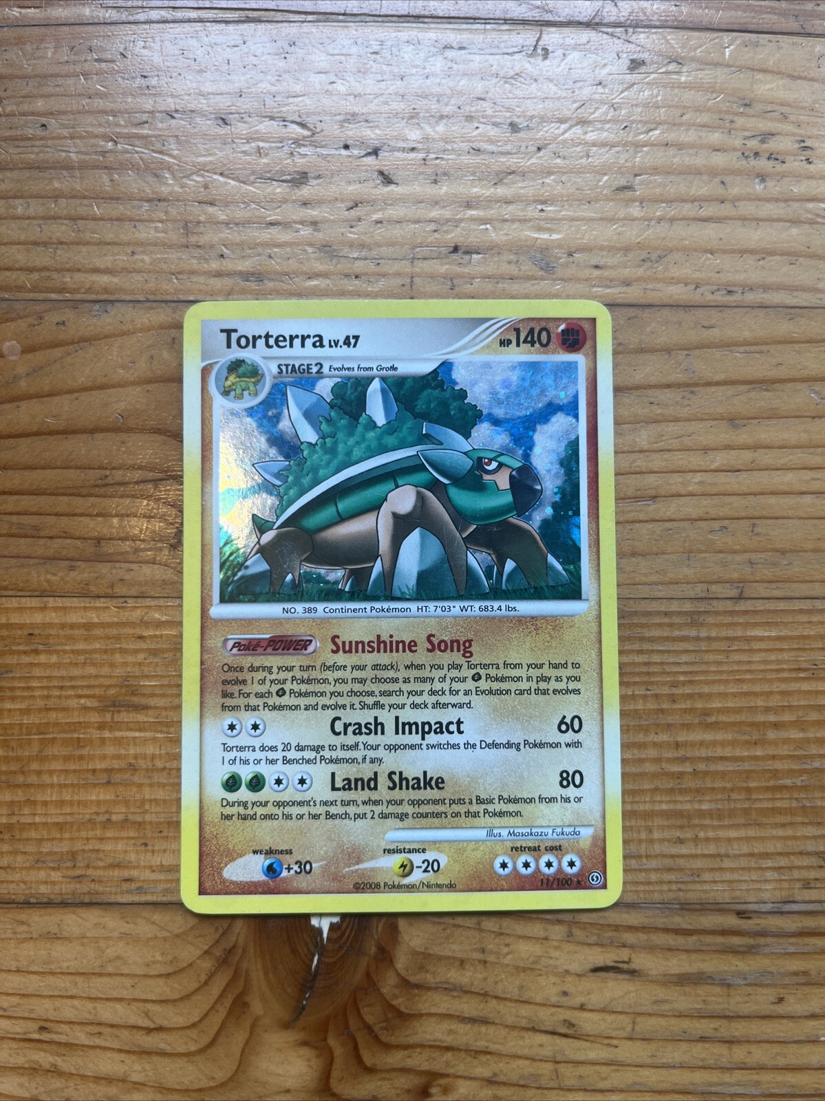 NEAR MINT - Torterra 11/100 Holo Rare Diamond & Pearl Stormfront 2008