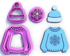 Christmas Hat and Sweater Bundle Polymer Clay Cutters
