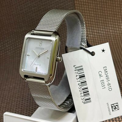 ★レア逆輸入★Citizen Women's Stainless Steel Mesh Watch LTR - Ladies Eco-Drive FE6081-51A Silver Steel Mesh Watch