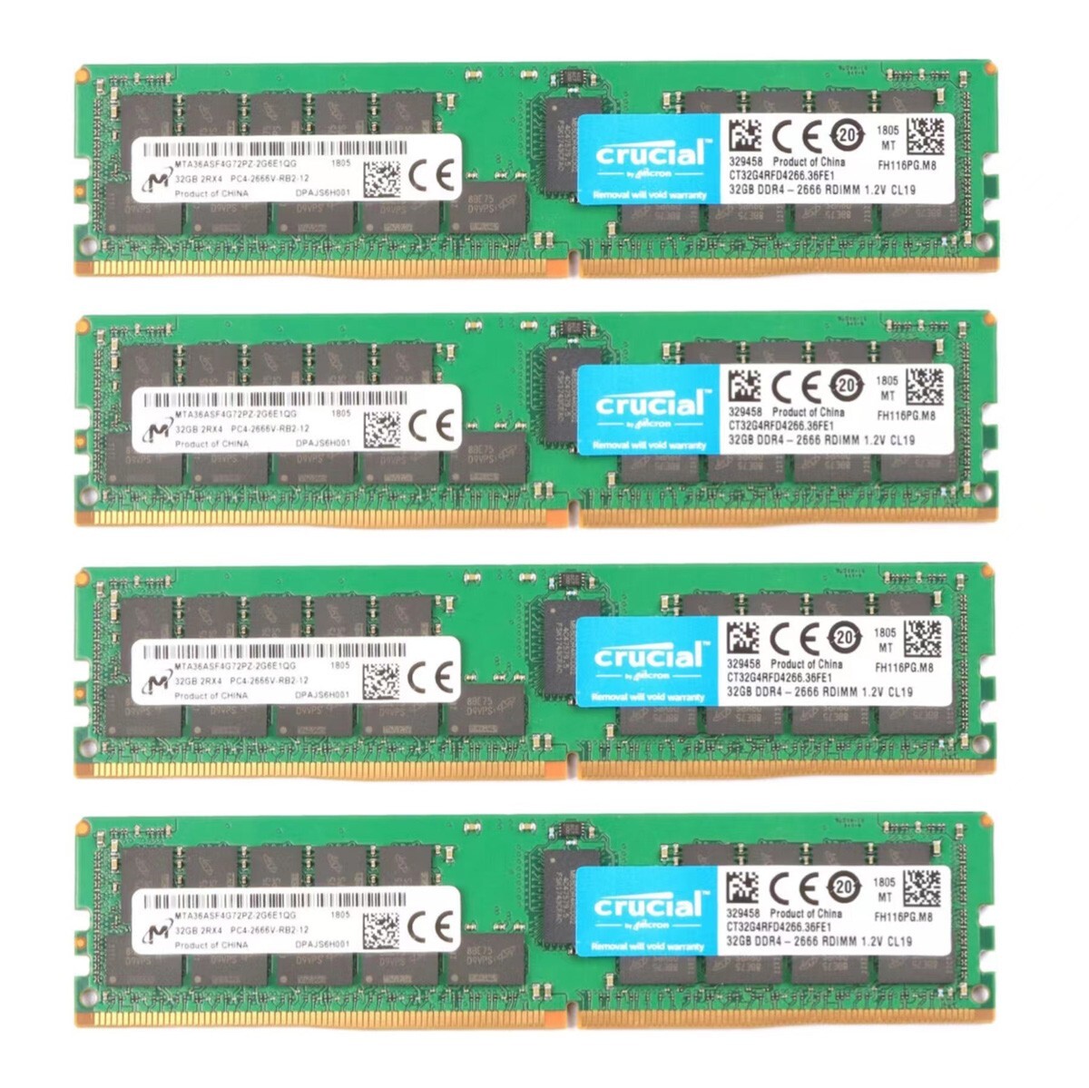 New Crucial 128GB (4X32GB) DDR4 2666MHz ECC Registered Memory Ram 