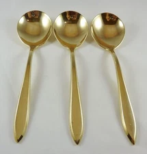 Vintage Dirigold Dirilyte Goldware Regal Flatware Silverware Cream Soup Spoon
