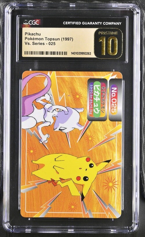 Pikachu Japanese Topsun VS 1997 No 025 Pokemon Mewtwo CGC PRISTINE
