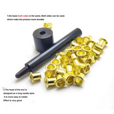 8.4mm 1/4" Golden Brass Eyelets Rivet Holster with Tools for 0.08" kydex board