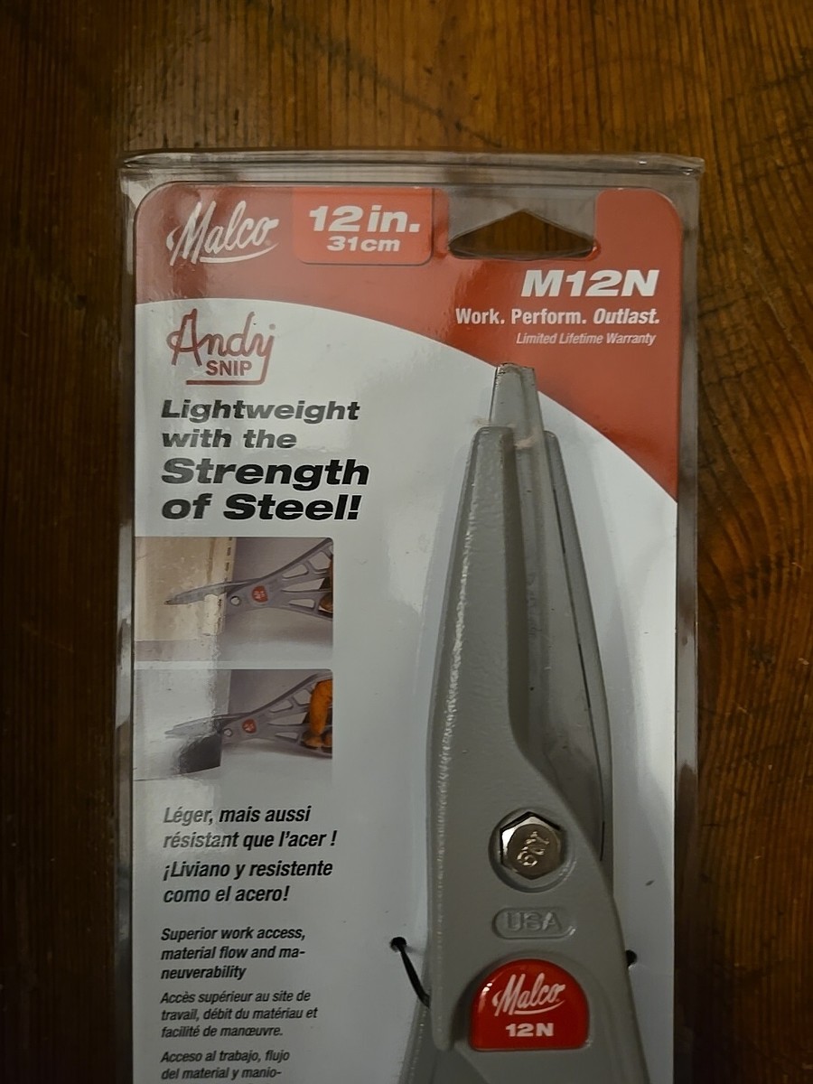 Cisailles Droites Malco M12N 12 Pouces (31 Cm) Pour Couper L'aluminium - Couleur Grise - Neuves