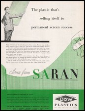 1946 Saran Screen Plastic Dow Chemical Company Midland Michigan Vintage Print Ad