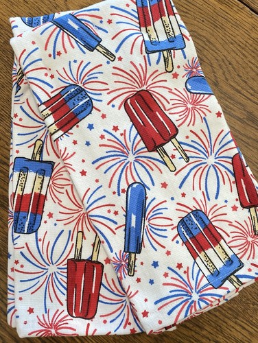 Patriotic Popsicles & Fireworks Kitchen Towels Set Of 2, July 4th Kitchen Towels - Picture 4 of 10