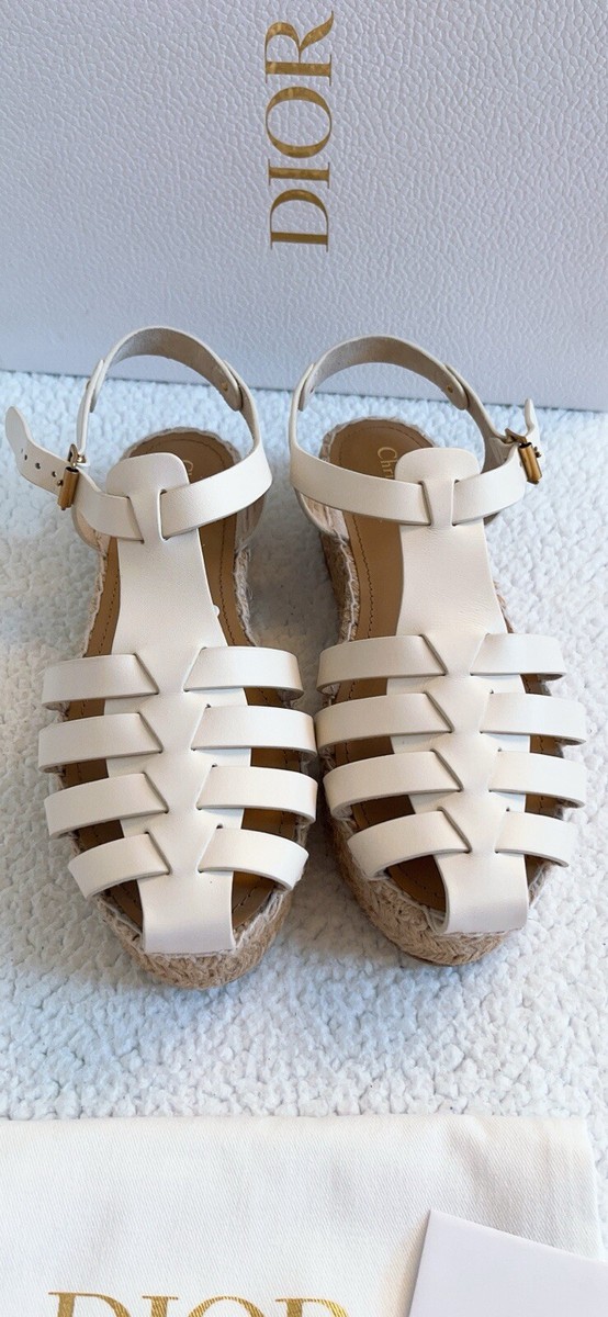 $990 Christian Dior Women's Marine espadrille sandals in White Size 