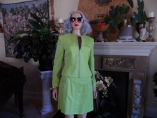 Gianni Versage Couture Chartreuse Green Skirt Suit Size 4