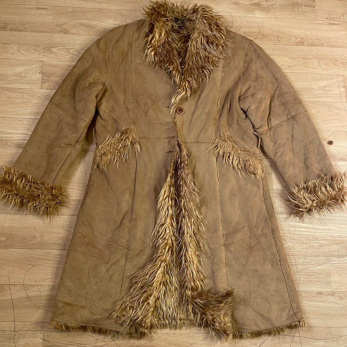 vintage Afghan Trench Coat Jacket penny Lane Y2K Mongolian