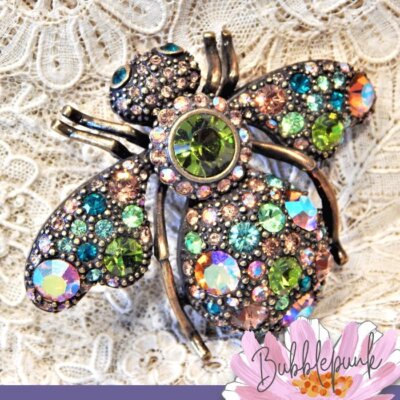 JOAN RIVERS Bee Pin Prismatic AB Swarovski Crystals Statement Signed ~ Estate