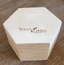 Young Living Essential Oils Hinged Hexagon Wooden Storage Box for 6 5ml Bottles