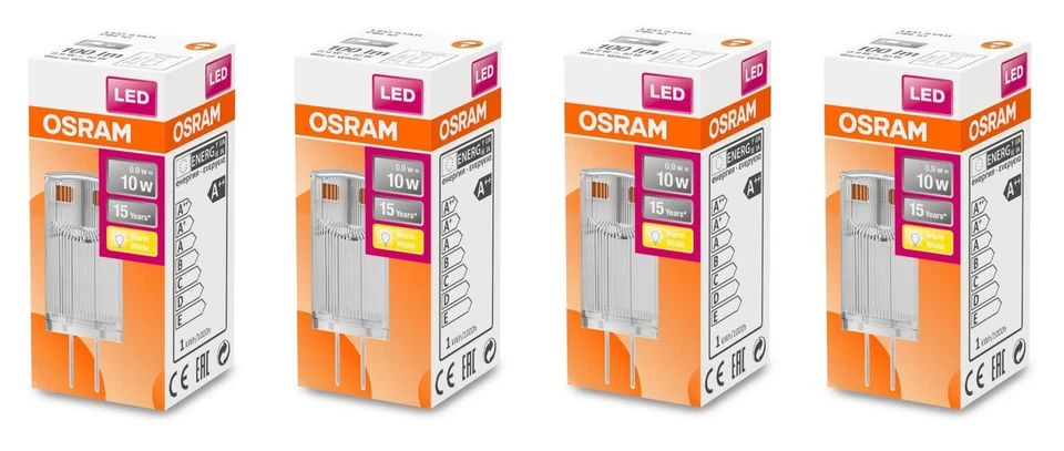 4x OSRAM LED STAR PIN 10 G4 0,9W = 10W 12V warmweiß 100 lm EEK:F (Spektrum A-G) - Bild 3 von 4