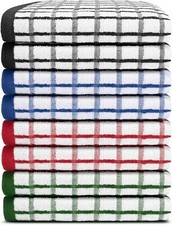 Dish Towels for Kitchen, Premium with Hanging Loop - 16x26 Absorbent  8 Pack 