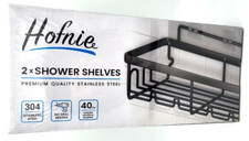 2X SHOWER SHELVES - PREMIUM QUALITY STAINLESS STEEL SHOWER CADDY -BLACK