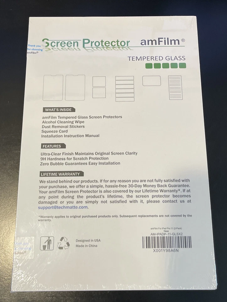 amFilm Glass Screen Protector for iPad Pro 11" 2-Pack Tempered Glass New - Image 2 of 2