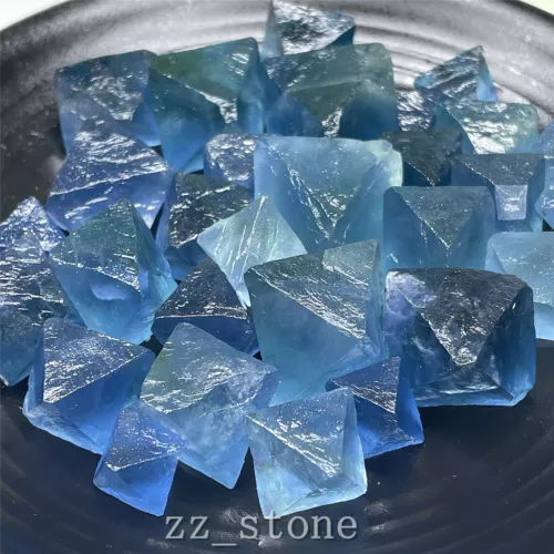 100 g tamaño mezclado fluorita azul natural octaedro cuarzo cristal mineral espécimenAA - Imagen 2 de 9