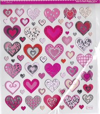 Valentine Heart on Heart Foil Heart Stickers