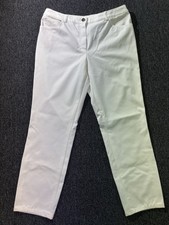 Escada Women  s Off-White Satin Acetate Straight Leg Dress Pants Pockets