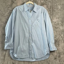 JW Anderson x Uniqlo Button Up Shirt Mens Medium Blue Embroidered Long Sleeve