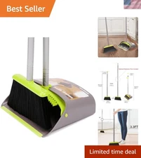 Versatile Broom and Dustpan Set for Home and Office - Gray Green Elegance