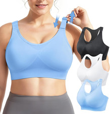 Support Sports Bras for Women: 3 Pack Adjustable Racerback Padded Full Coverage