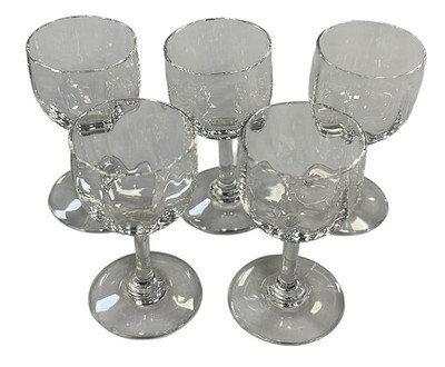 BACCARAT CRYSTAL MONTAIGNE OPTIC PATTERN CORDIAL GLASSES SET OF 5