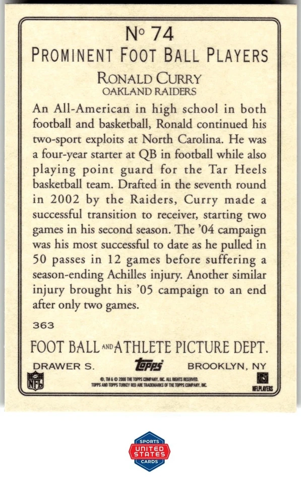 2006 Topps Turkey Red #74 Ronald Curry - Image 2 of 2