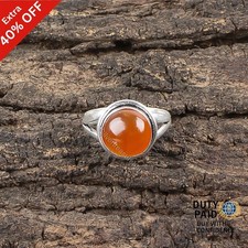 Valentines Deal Round Carnelian Stone Band Promise Ring Jewelry Sterling Silver