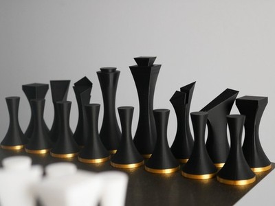 Minimalist Elegant Modern Chess Set Pieces Only No Board