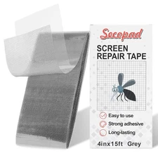 Grey Screen Repair Tape, 4" X 180" (15FT) Window Screen Door Repair Kit, Strong 