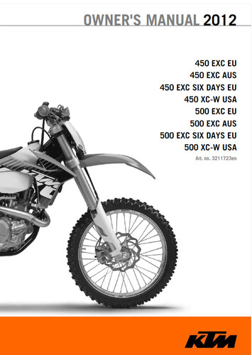 2012 KTM 450 Exc owners manual