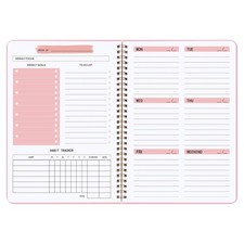 Undated Weekly Planner- Goals Notebook, A5 To Do List Planner, s, Pink