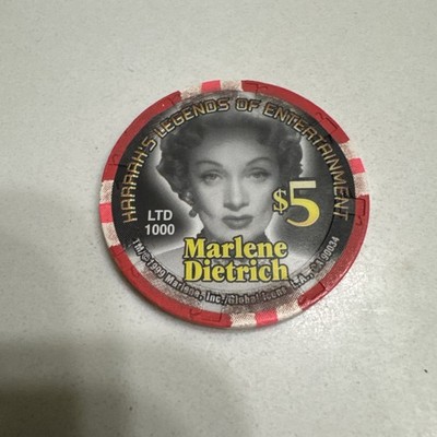 Harrah's Limited-Edi Millennium Marlene Dietrich 5 Dollar Gaming Chip as picture