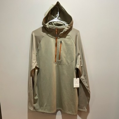 Aspen Men's Large  Beige 1/4 Zip Hooded Pullover Hoodie Knit Long Sleeve