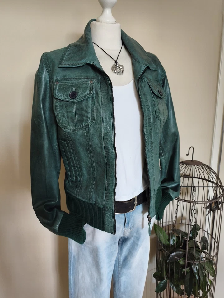 Lederjacke Gipsy XL grün Blouson Bomberjacke - Bild 2 von 4