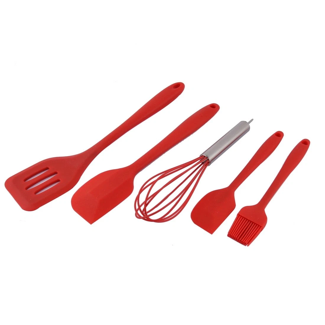 Silicone Heat Resistant Spatula Brush Whisk Baking Tool Set 5 in 1