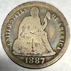 1887 P Liberty Seated Dime Circulated Condition 90% Silver US Coin - 3864