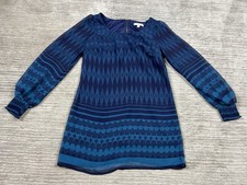 Love Fire Dress Womens XS Blue Long Sheer Sleeve Mini Back Zip Polyester Casual