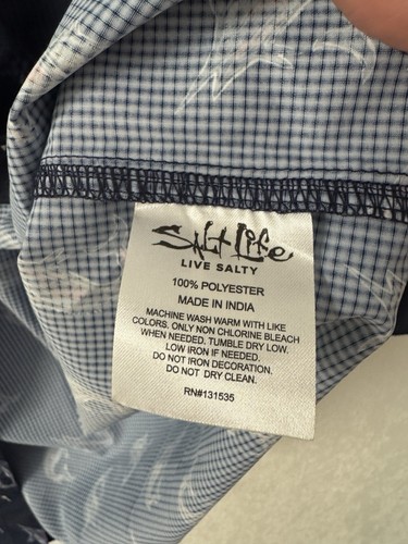 Salt Life SLX Vented Button Up Fishing Shirt Mens Med Deep Sea Marlins NWT - Picture 5 of 5