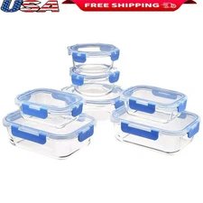 Glass Food Storage Containers Set BPA Free Leak Proof Oven Safe Dishwasher Safe