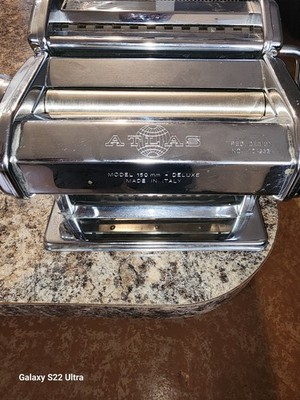 Atlas Marcato 150 mm Deluxe Manual Pasta Maker Silver Metal Made in Italy