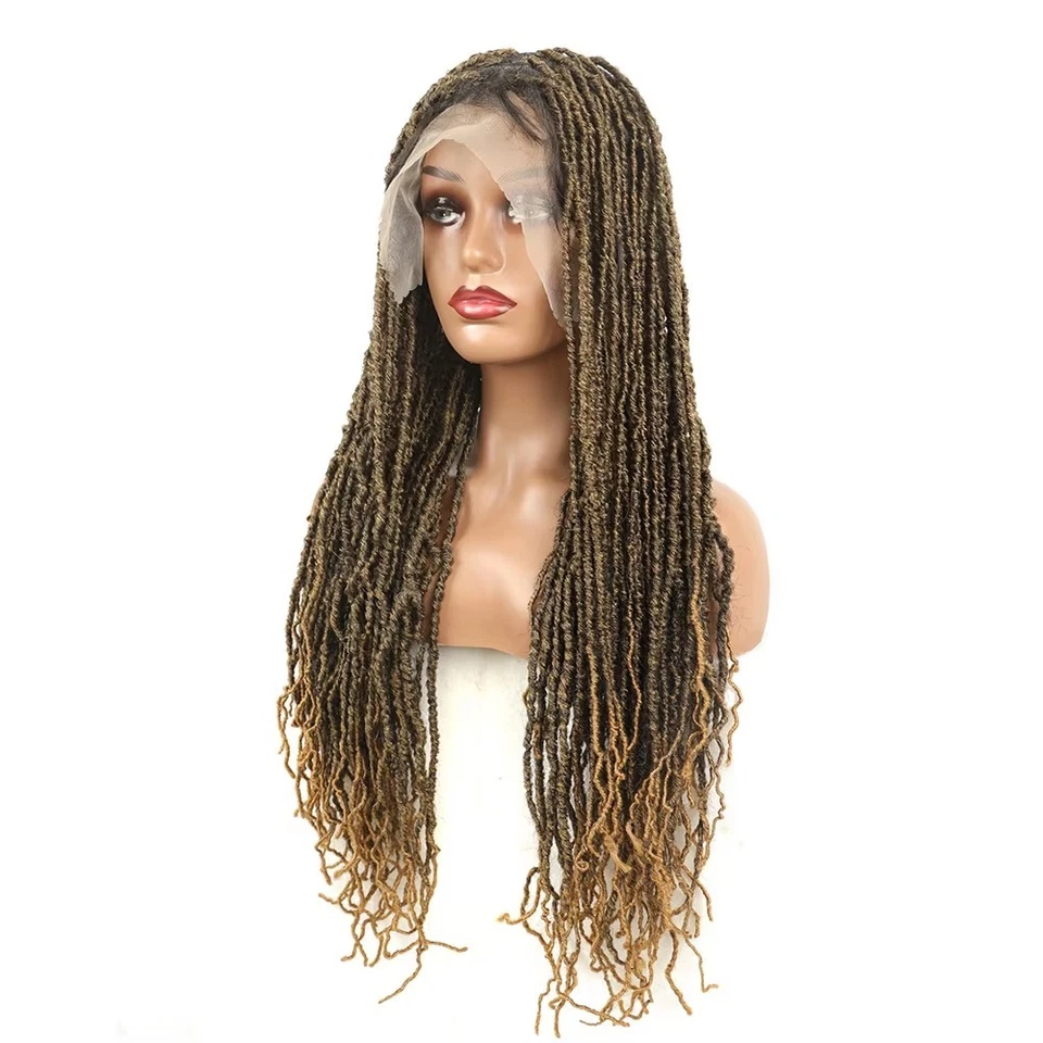 Peluca trenzada de ganchillo ombre 32" de encaje completo para mujer pelucas Nu Locs Foto 3 de 4