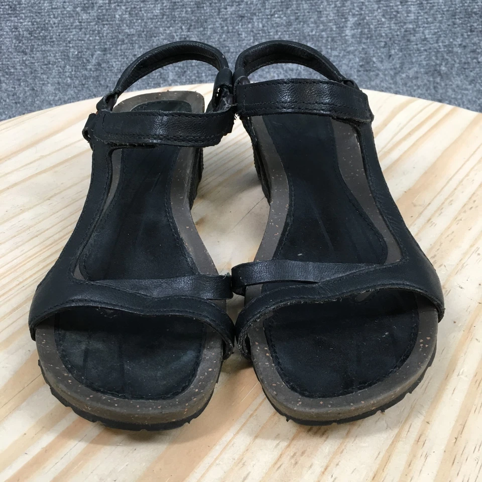 Sandalias Teva para mujer 8,5 Cabrillo correa al tobillo cuero negro tacones de cuña 1001027 Foto 4 de 4