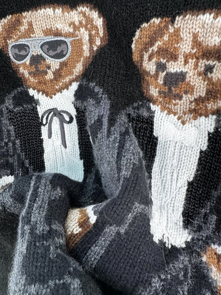 Polo Ralph Lauren Polo OSO Tejido Negro Doble Suéter ALGODÓN MUJER M Nuevo Foto 4 de 4