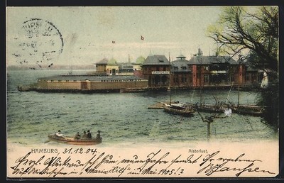 Hamburg-St.Georg, Alsterlust mit Schiffen, Ansichtskarte 1905 